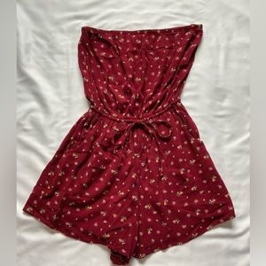 Red strapless hollister romper size small